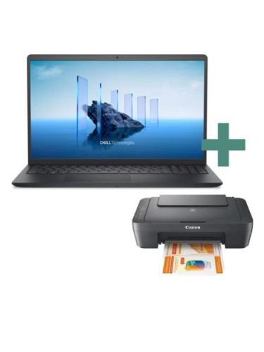 КОМБИНАЦИЯ С ПОДАРЪК Dell Pro 15 Essential PV15250 15.6" FHD IPS Intel Core i5-1334U vPro 8GB RAM 512GB SSD Ubuntu BG kbd - Carbon Black + Canon PIXMA MG2551S All-In-One - Grey