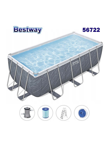 Басейн с метална конструкция 412x201x122 см, Bestway 56722 Power Steel, с филтърна помпа, стълба