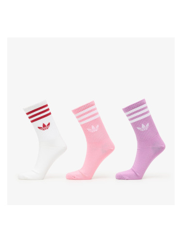 adidas 3-Stripes Crew Socks 3 Pairs Preloved Purple/ Bliss Pink/ White M