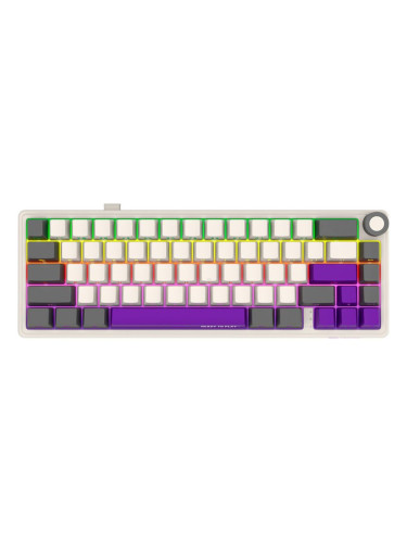  Механична клавиатура Lorgar - KBP70MW Mini, безжична, Linear, RGB, бежова/сива