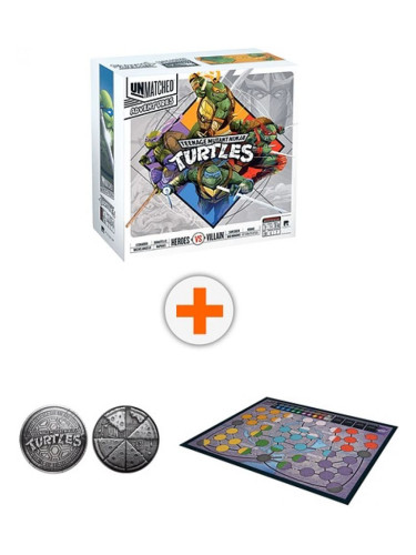  Комплект настолна игра Unmatched Adventures: Teenage Mutant Ninja Turtles с промо монета и подложка