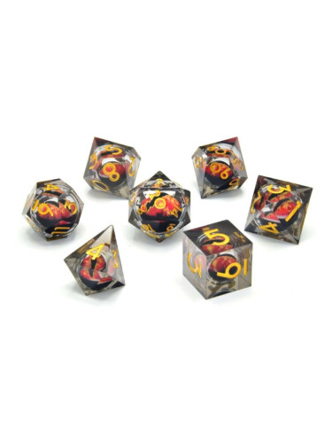  Комплект зарове GlassStaff - Floating Eye RPG Dice Set, Fire Dragon's Gaze (7 бр.)