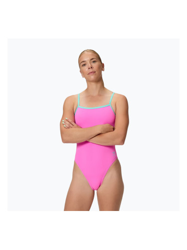 Дамски цял бански костюм Speedo FL Solid V-Back 2.0 neon flamingo