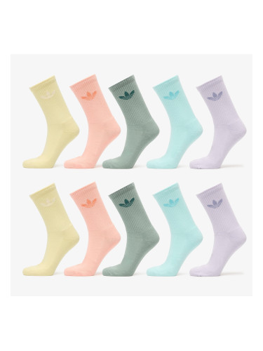 adidas Trefoil Crew Socks 10-Pack Silver Green/ Glow Pink/ Semi Flash Aqua S