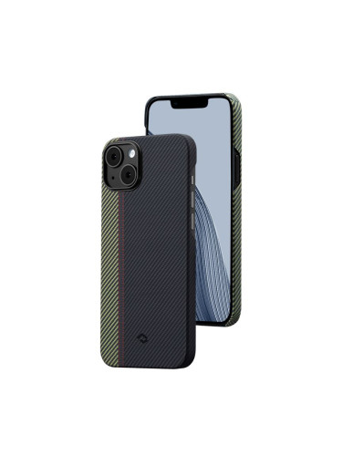 Гръб Pitaka Fusion Weaving MagEZ Case 3 за iPhone14 - Черно/зелен
