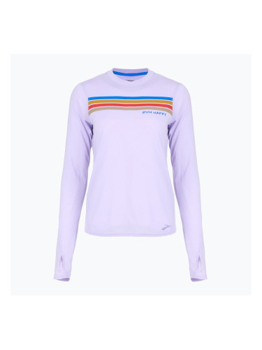 Дамска тениска за бягане Brooks Distance Graphic LS heather violet dash/stripe