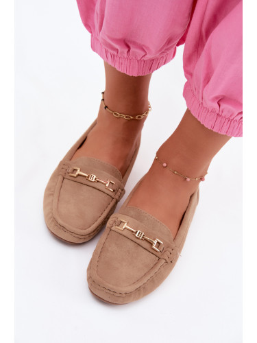 Дамски велурени мокасини Corinell Khaki