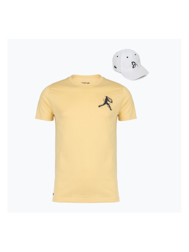 Мъжка тениска + шапка Lacoste TH1044 soya/white