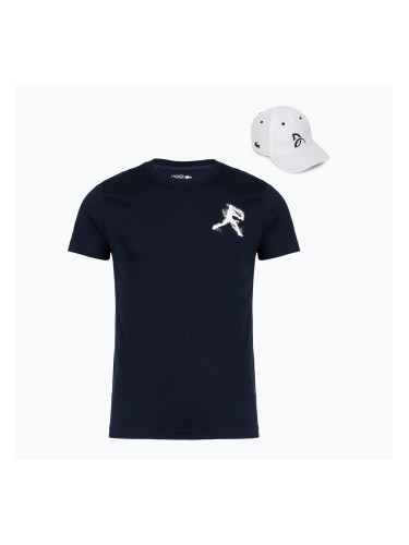 Мъжка тениска + шапка Lacoste TH1044 navy blue/white