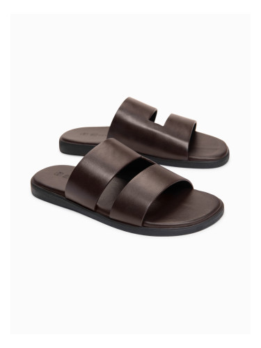 Мъжки кожени чехли Ombre - шоколадово кафяви