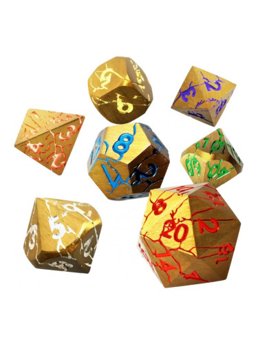  Комплект зарове GlassStaff - Metal RPG Dice Set, Chromatic Ruin (CritStones Anniversary Edition) (7 бр.)