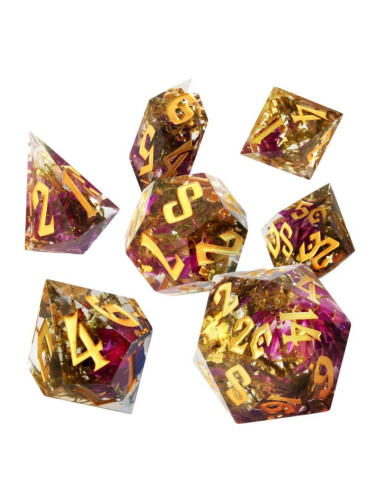  Комплект зарове GlassStaff - Sharp Edge Resin RPG Dice Set, Sunlit Garden (7 бр.)