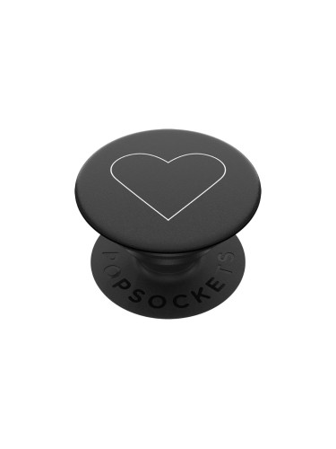 Оригинален попсокет PopSockets® PopGrip White Heart, Черен