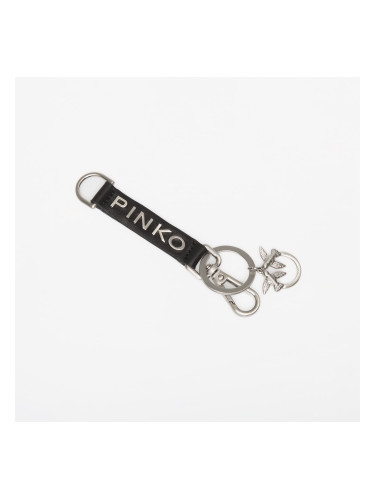 Pinko Logo Keychain Saffiano + Logo Black Universal