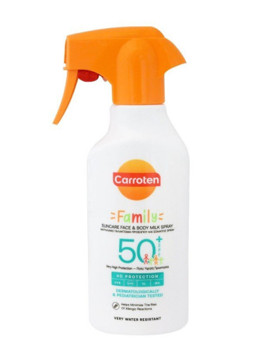 Carroten Family Слънцезащитно мляко за лице и тяло спрей SPF50+