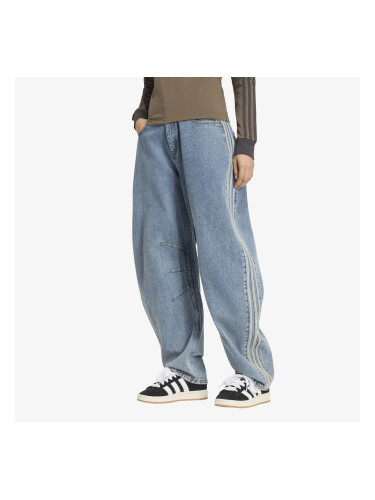 Панталони adidas High Rise Barrel Leg Denim Jeans Worn Blue Denim 25/32
