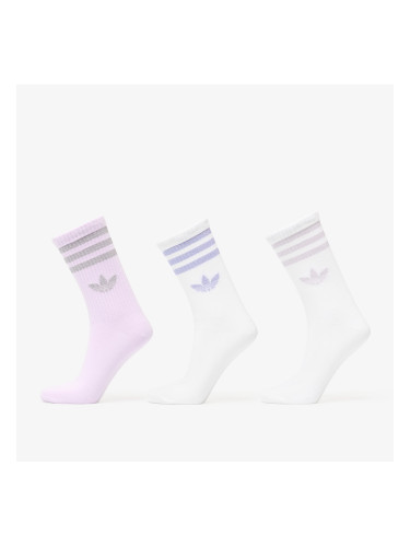 Чорапи adidas 3 Stripes Glitter Crew Socks 3-Pack White/ Ice Lavender S