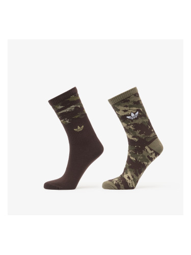 Чорапи adidas Camo Crew Sock 2-Pack Olive Strata/ Aurora Coffee S