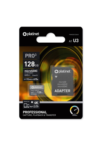 Памет Micro SD 128GB Platinet + адаптер