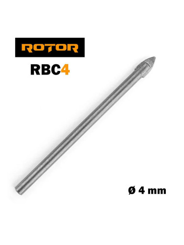 Свредло за керамика и стъкло, 4 мм, цилиндрично, ROTOR RBC4