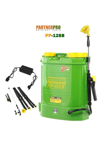 Пръскачка акумулаторна, PARTNERPRO PP-12SB, 12 л, 12V, 8Ah, с удължение и 4 дюзи