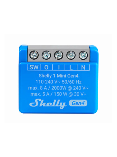 Wi-Fi Smart реле, 240VAC, 30VDC, Shelly 1 Mini Gen4, 070786