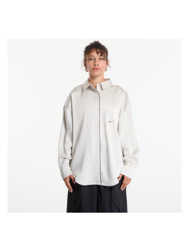 Риза Nike Sportswear Women's Oversized Satin Long-Sleeve Top Light Bone/ Black S