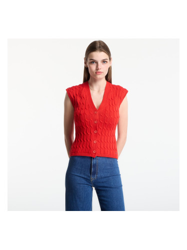 Елек Tommy Hilfiger Mid Gg Cable Vest Cardigan Fire Red XS