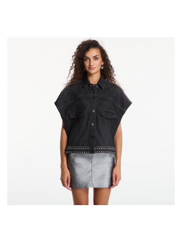 Риза AllSaints Alba Stud Ss Shirt Shadow Black 8