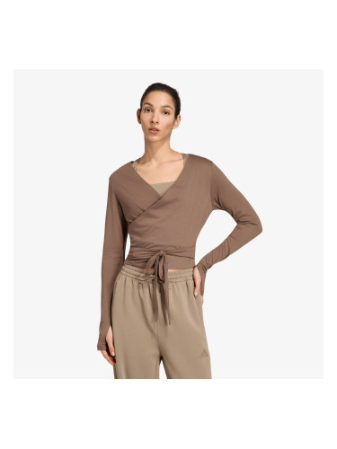 Тениска adidas 3-Stripes Studio Soft Ballet Wrap Top Earth Strata/ Glow Blue L