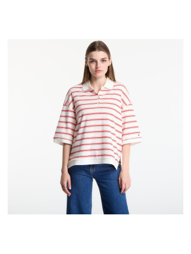 Тениска Tommy Hilfiger Multistp Oversized Ss Polo Tee Multi Stp Ecru / Fire Red XS