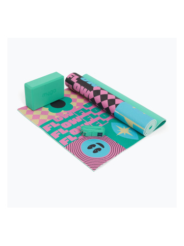 Комплект за йога Myga Spirit Yoga Set mat + block + turquoise strap