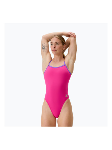 Дамски цял бански костюм Speedo FL Solid Tri Back flare pink/indigo glow