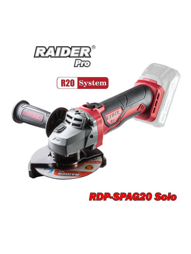Ъглошлайф акумулаторен RAIDER RDP-SPAG20 Solo, 20V, 125 мм, 11500 об./мин, R20 system
