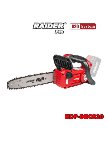 Резачка акумулаторна, RAIDER RDP-DBCS20 Solo, 20V, 25.5 см шина, 3/8" верига, безчетков мотор, R20 System