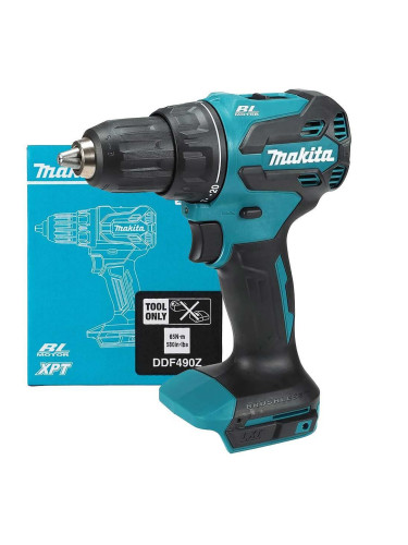 Винтоверт акумулаторен Makita DDF490Z, 18V, LXT, 65Nm, безчетков мотор