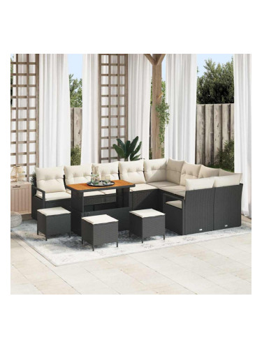Sonata H Градински Софа Комплект 13 pcs Черен и кремав 110 x 55 x 71 см