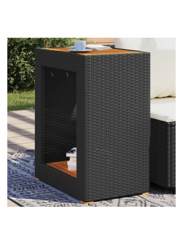 Sonata H Градинска маса с дървен плот черна 60x40x75 см полиратан