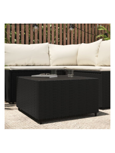 Sonata H Квадратна градинска масичка за кафе черна 50x50x30 см полиратан