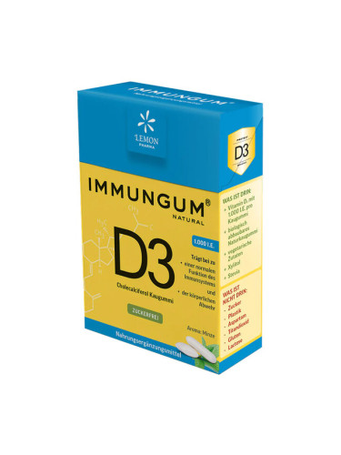 Дъвки с витамин D3 с аромат на мента - Immungum, 20 броя Lemon Pharma