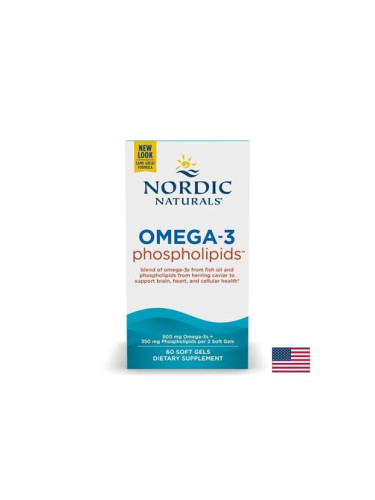 Omega-3 Phospholipids омега-3 250 mg + морски фосфолипиди, 60 софтгел капсули, Nordic Naturals