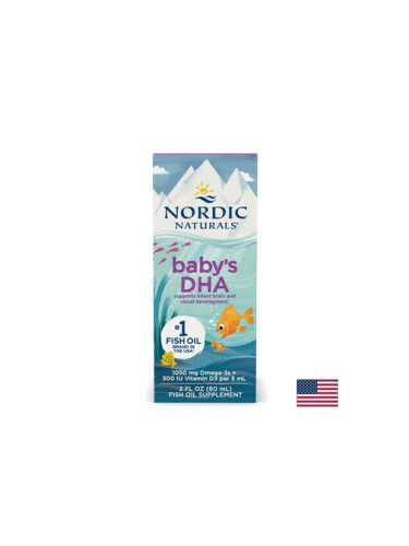 Baby's DHA омега-3 1050 mg + витамин D3 за бебета и деца, 60 ml, Nordic Naturals