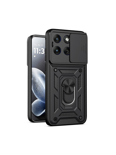 Силиконов твърд кейс bSmart Defender Slide, За Motorola Edge 70 Fusion, Черен