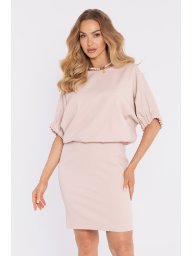 Made Of Emotion Woman's Mini dress with a loose top and a back slit - beige