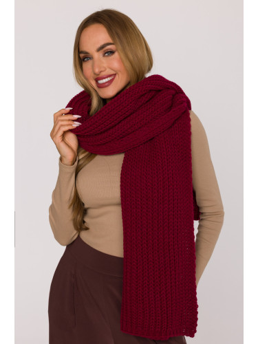 Made Of Emotion Woman's Long scarf made of soft, ribbed-knit yarn - maroon