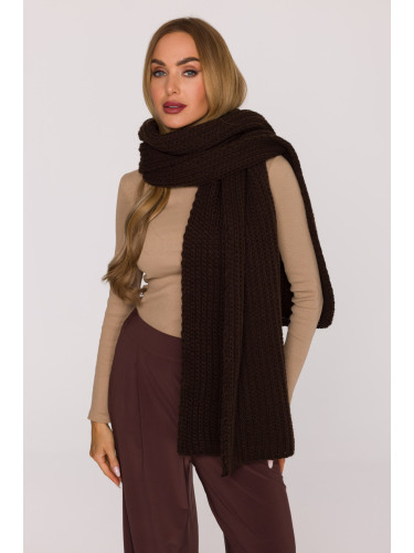 Made Of Emotion Woman's Long scarf made of soft, ribbed-knit yarn - brown