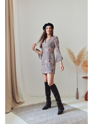 Made Of Emotion Woman's Mini dress with wide cuffs and a print - model2