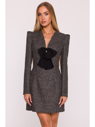 Made Of Emotion Woman's Long-sleeved mini dress with a chiffon bow - black