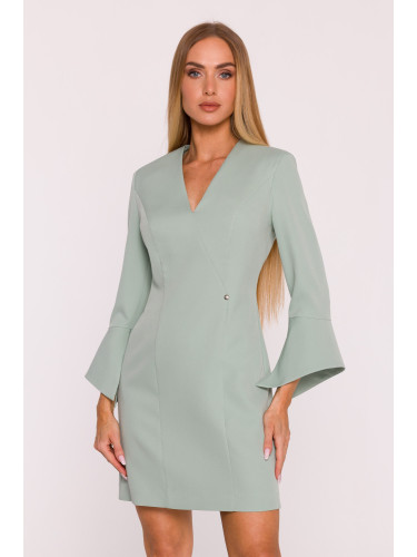 Made Of Emotion Woman's Mini dress with wide cuffs and a V-neck - mint green