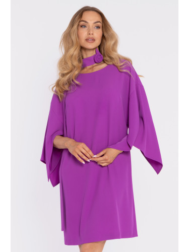 Made Of Emotion Woman's Dress with loose sleeves and a decorative belt - lavender